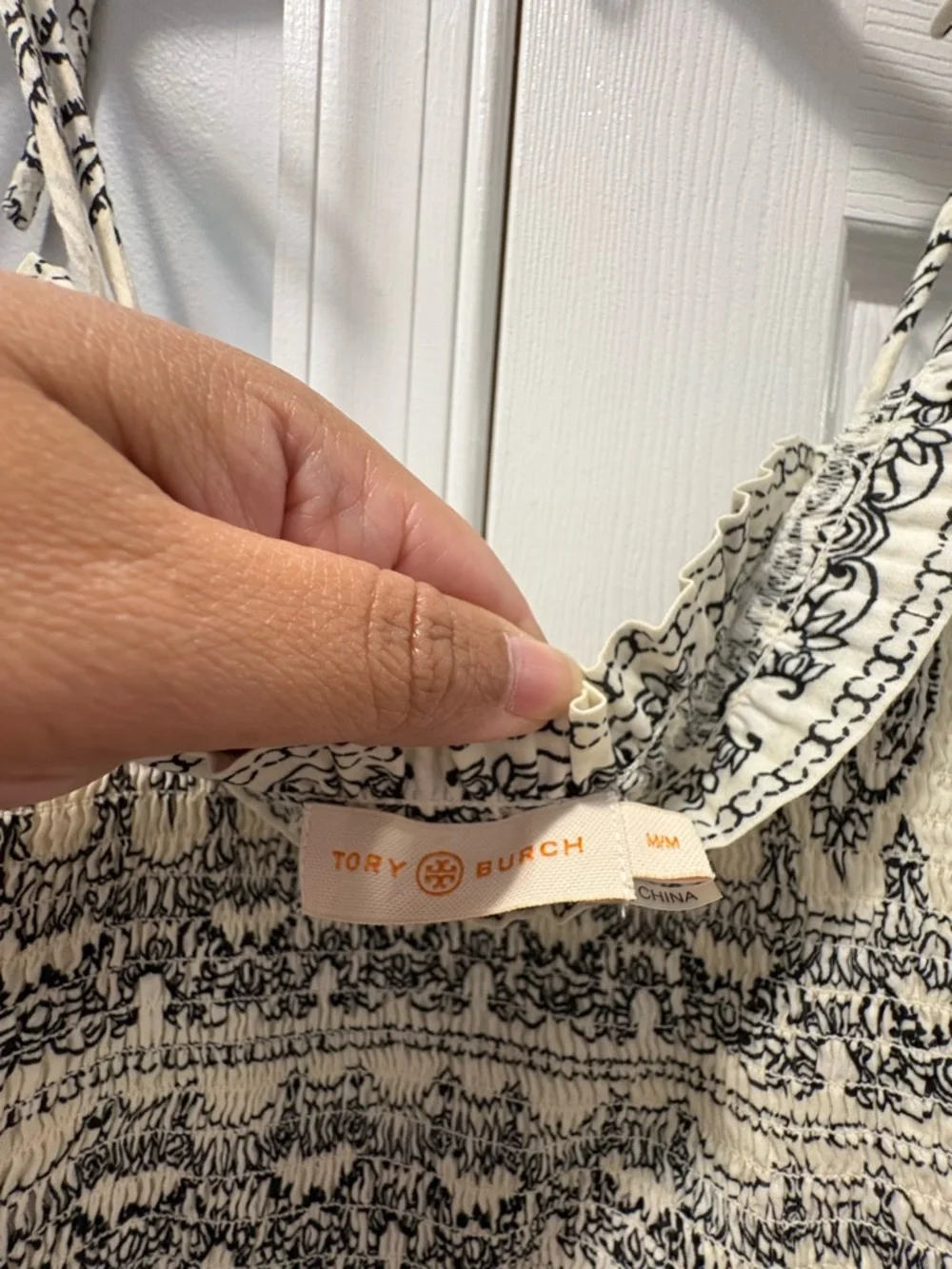 Tory Burch Paisley Cotton Poplin Midi Tiered Ruffle Dress Bandana Print